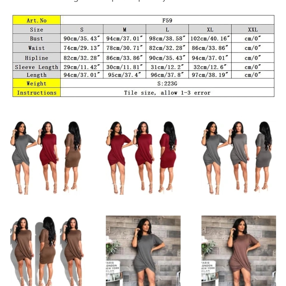 Sexy Solid O-Neck Short Sleeve Mini Dress - Picture 5 of 5